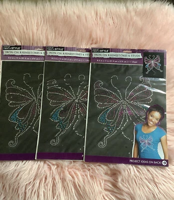 🦋Juego de 3 piezas de pedrería y tachuelas estilo hierro mariposa arte artesanal de moda🦋 Foto 1 de 4