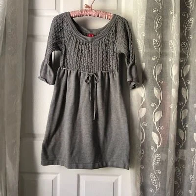 ELLE вязаное платье шнурка талии 100% хлопок мини-платье, размер маленький - Изображение 1 из 4