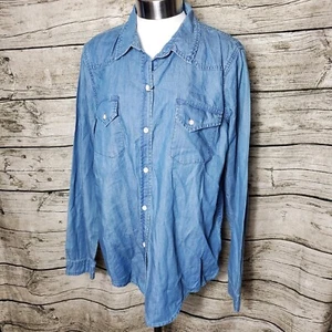 Victoria's Secret Womens Denim Blue Button Down Long Sleeve Shirt Size Large - Picture 1 of 8