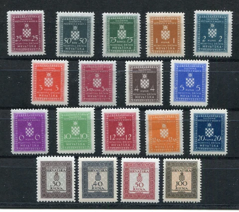 NDH CROATIA GERMAN PUPPET STATE 1942-1943 O1-O24 (18) MIXED PAPERS PERFECT MNH Cover