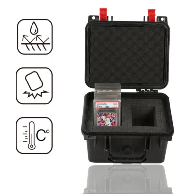 Black Graded Card Storage Box Deep Travel Waterproof Case Slab Holder& Protector - Image 1 of 4