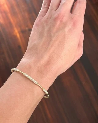 14K White/Yellow Gold | Lab Diamond Bracelet | Flexible Unisex bracelet - Image 1 of 4