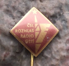 Vintage Csl Radio Usti Czech State Broadcasting Transmitter Tower Pin Badge