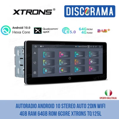 AUTORADIO ANDROID 10 STEREO AUTO 2DIN WIFI 4GB RAM 64GB ROM 6CORE XTRONS TQ125L  - Immagine 1 di 4
