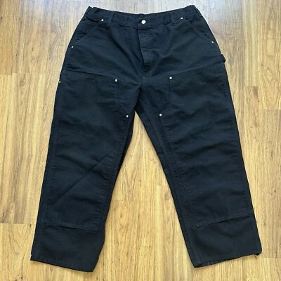 Pantalones de mezclilla Carhartt doble rodilla carpintero B01-BLK negros para hombre 40x26 *corte Foto 1 de 4