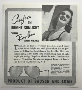 Printanzeige Juni 1940 Sports Afield Ray Ban Bausch And Lomb Blendschutz hübsche Frau - Bild 1 von 3