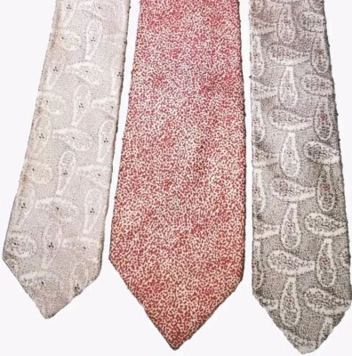 Lote 3 Corbatas HUDSON's Store Para Hombre Corbatas Detroit Rojo Beige Patrón De Colección Foto 1 de 4