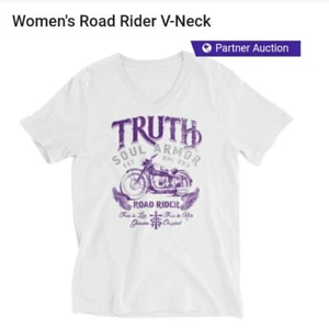 Women's Truth Soul Armor Motorcycle T-Shirt Size L (Length 26.5" Chest 18") - Picture 1 of 6