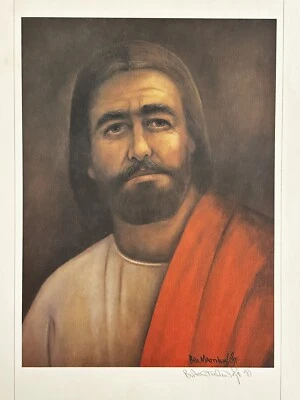 Impresión artística firmada por artista Brother Matthew OSF, CRISTO EL SANADOR, 12x19" Jesús Foto 1 de 4