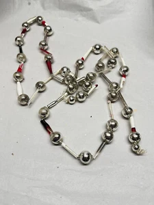 Christbaumschmuck Gablonz Kette Christbaumkette 140cm Rot Silber Kugel Glas  9 - Bild 1 von 5