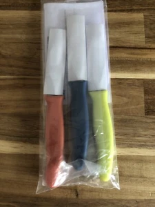 Pampered Chef 100035 Kitchen Paring Knife Set of 3 Blue Orange Green Quickut - Picture 1 of 2