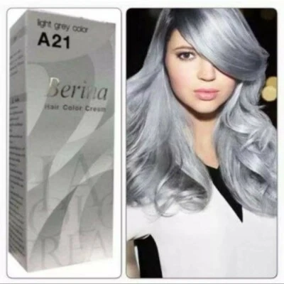 Berina A21 Hair Color Light Grey Permanent Dry Cream Fashion  Punk Style 3 Boxes - Image 1 of 4