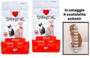 disugual crocchette gatto tacchino 2 sacchi 1.5 kg l'uno + in omaggio 4 schesir - Foto 1 di 1
