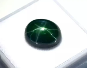 Natural Green Star Sapphire New 10.07 CT Cabochon Cut Loose Certified Gemstone - Picture 1 of 6