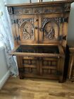 Bevan Funnell Reprodux Carved & Panelled Oak Entertainment Drinks Cabinet 49"