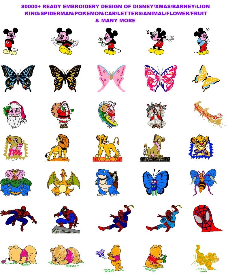 80000+ EMBROIDERY DESIGN PATTERNS DISNEY/CHRISTMAS/POKEMON AND MANY MORE - Image 1 of 4