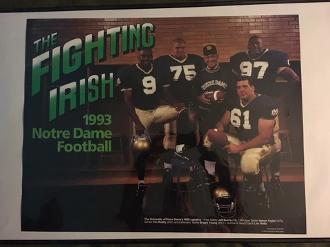 RARE NOS Notre Dame Fighting Irish 1993 Football Lou Holtz Poster New Old Stock Cover