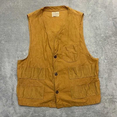 Vintage Hunting Vest Buffalo Brand Duck Canvas Button Front Made in USA Size SM - Image 1 of 4