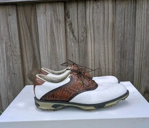 Footjoy Dryjoys Tour Golf Shoes Size 11 White Brown Leather 53612 - Picture 1 of 12