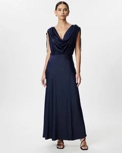BNWT Chancery Rondah Evening/ Maxi Dress RRP$179 Sz 12 Navy Blue Cowl New Tags - Picture 1 of 24
