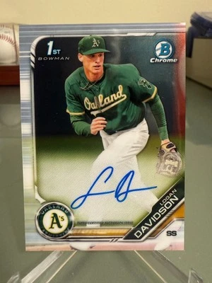 Logan Davidson 2019 Bowman Chrome Draft 1st Prospect Autograph Auto A’s - Image 1 of 2