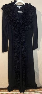 Abrigo Suéter HALUKOKO Negro Tejido Lazo Borde Corbata Y2K Para Mujer’s Mediano - Imagen 1 de 8