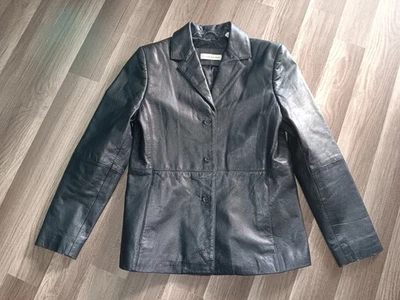 Chaqueta de Cuero Genuino Amanda Smith Petite Color Negro Talla 8P Foto 1 de 4