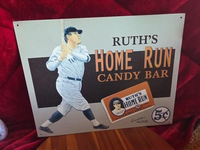 Babe Ruth New York Yankees Ruth's Home Run Candy Bar Metal Tin Sign - Image 1 of 4