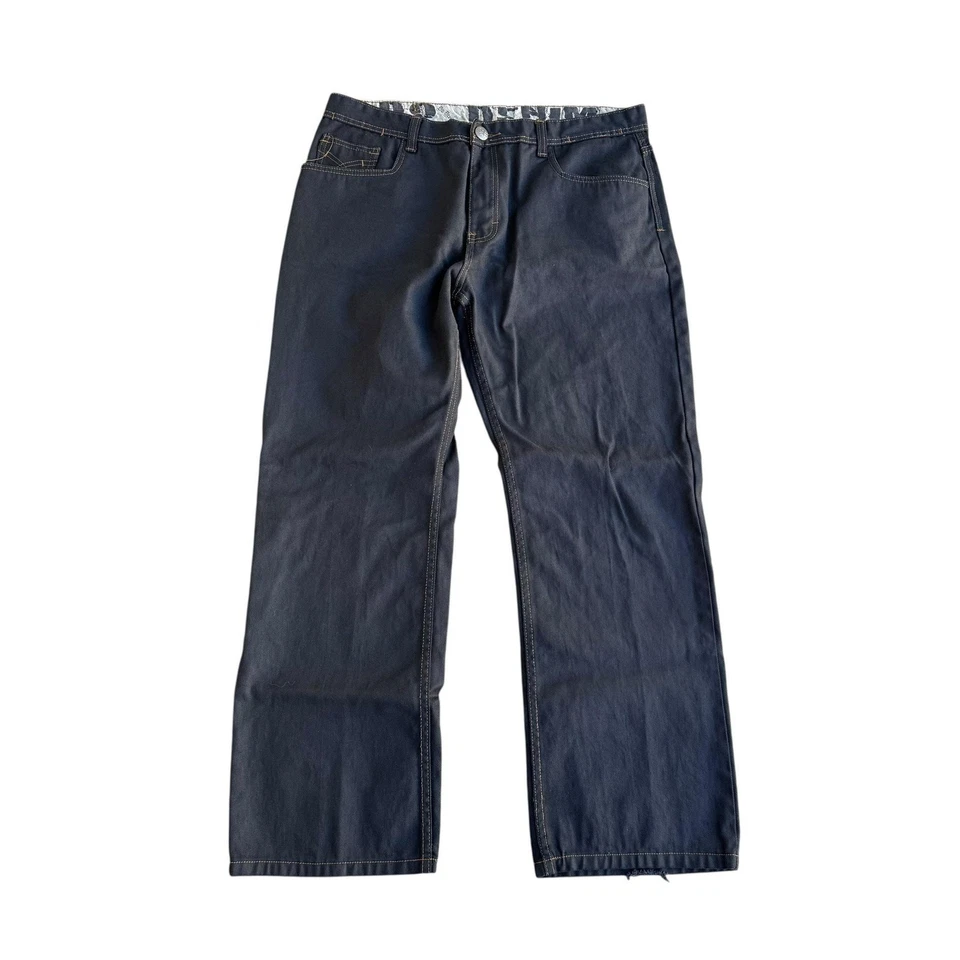 Jeans de mezclilla vintage Y2K Do para hombre 38x33 negro ceroso pierna recta estilo holgado Foto 1 de 4
