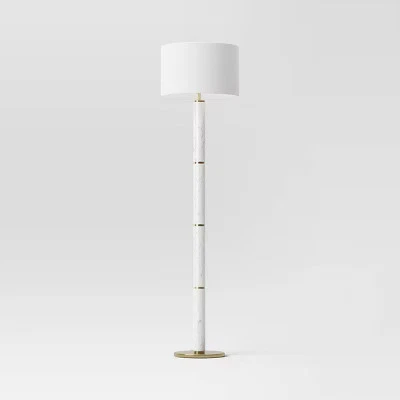 Threshold Faux Marble Stick Floor Lamp Modern Standing Linen Shade White - Image 1 of 4