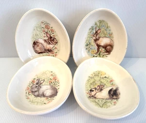 Pottery Barn Set of 4 Egg Shaped Bowls ~ Bunny/Spring/Easter ~ 6 3/4" X 5 1/4" W - Picture 1 of 8