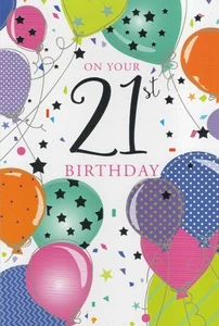 AGED 21 'ON YOUR 21st BIRTHDAY' GREETINGS CARD AND MATCHING ENVELOPE 5" X 7" - Picture 1 of 3