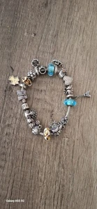 Armband mit Charms Anhänger Marke Pandora 925 Silber 20 cm top! - Bild 1 von 3