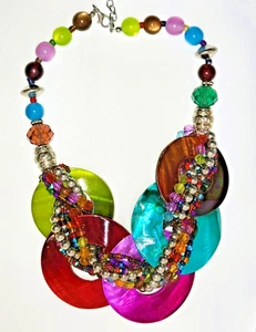 BELLA DEL MAR Schmuck Halskette mit leuchtenden Farben Orange Blau Fuchsia Rot Grün - Bild 1 von 6