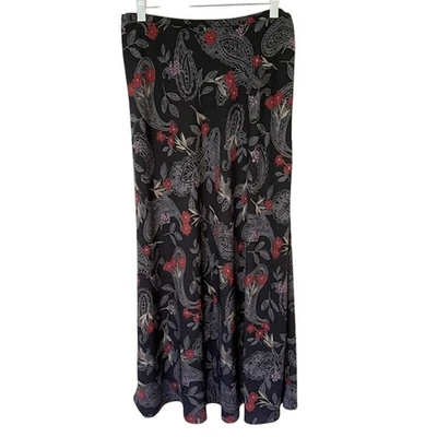 Vintage Y2K 90s Womens L Skirt Dark Fairy Grunge Floral Paisley Whimsigoth Midi  - Image 1 of 4