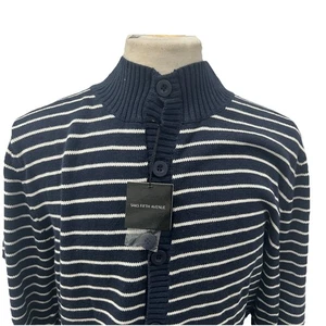 Saks Fifth Avenue Button High Neck Cardigan Pullover Winter L Navy Large Male - Bild 1 von 7