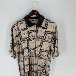 Vintage M. E. Sport Tropical Hawaiian Pullover Polo Shirt Multicolor Size L - Picture 1 of 8