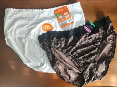 WARNERS & OLGA PANTIES  Lot Of 2 Pairs Size 7 L Lace Hip Brief & Lace Hi Cut NWT - Image 1 of 4