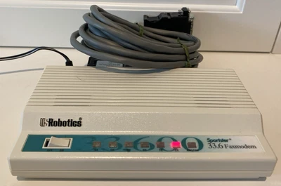 De colección US Robotics Sportster 33.6 módem de fax 0459 con cable encendido Foto 1 de 4