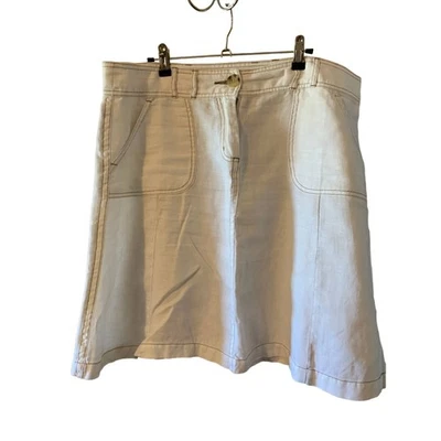 Falda Boston talla adecuada para mujer 12 100 % lino crema con costuras marrones Foto 1 de 4