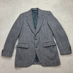 Harris Tweed Jacket Adult 38R Grey Country Hunting Outdoors Weave Blazer Mens* - Picture 1 of 14