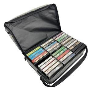Vtg Music Cassette Lot of 30 + LEBO Storage Case Mixed English & Spanish Artist - Picture 1 of 6