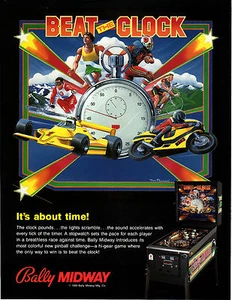 BEAT THE CLOCK PROMO originale flipper volantino BALLY 1985 brochure pubblicità slick racing - Foto 1 di 2