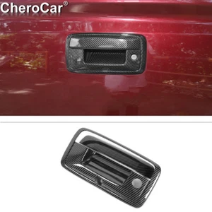 Cubierta de manija de puerta trasera de fibra de carbono con orificio de cámara para Chevy Silverado 14-17 - Imagen 1 de 12