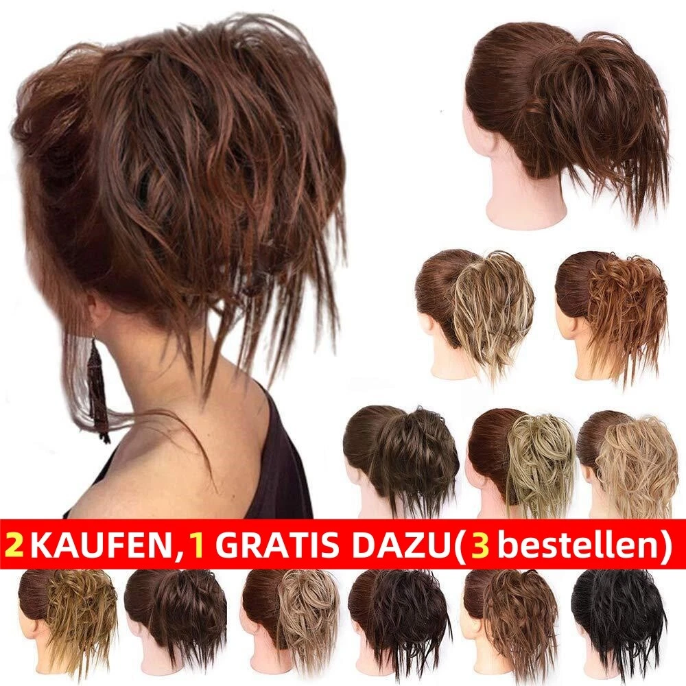 2 Stück Fake Dutt Haarteil – Voluminöser Messy Bun Aus Synthetischen Fasern, Mit Gummiband