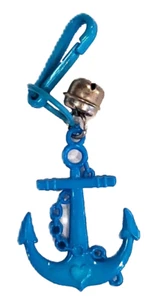 Vintage 1980s Clip Bell Charm Blue Ship Anchor - Picture 1 of 1