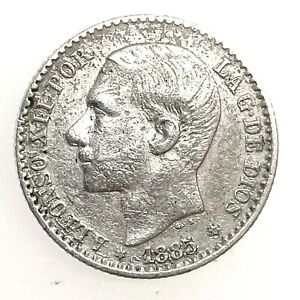 Spain ALFONSO XII,50 Centimos,1885 (86) MS-M Silver Coin KM#685