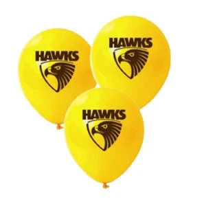 Hawthorn Hawks Official AFL Football x 6 Balloons Double Sided Celebration - Picture 1 of 1