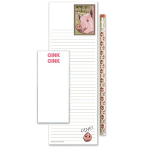 Pig To Do List Magnetic Shopping Pad Notepad & Pencil Gift Set - Picture 1 of 1