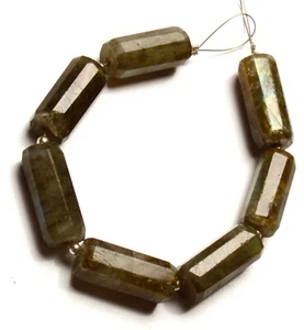 Natural Rainbow Fire Labradorite 18 to 19mm Size Faceted Nugget Shape Beads 5.5" - Picture 1 of 5